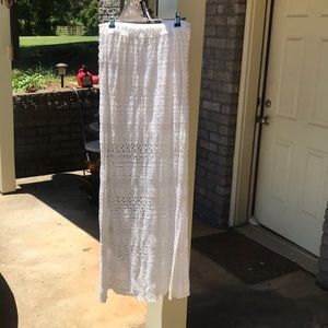 Hollister White Crochet Maxi Skirt